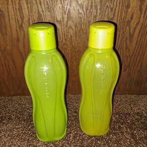 2 Tupperware ECO Sports Water Bottles Yellow &Green,#7370B-12,7370B-11